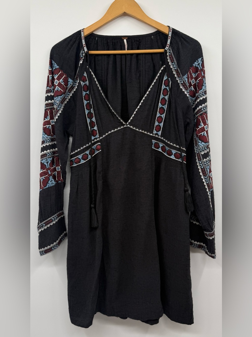Free People All My Life Embroidered Boho Mini Dress SM Aztec Boho Southwestern